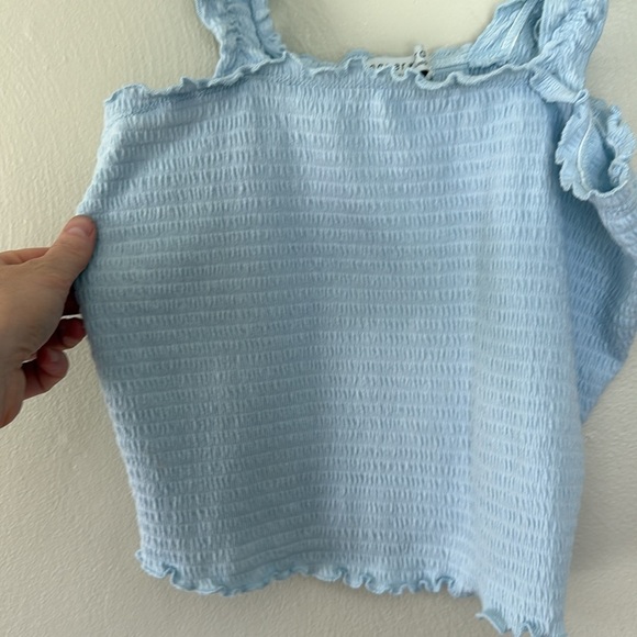 Paper Crane Blue Ruffled Ribbed Tank Top large - Picture 2 of 4